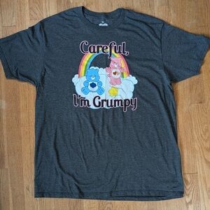 🌈 Care Bears “Careful, I’m Grumpy” Tee – XL Rainbow Sass Edition 🌧️